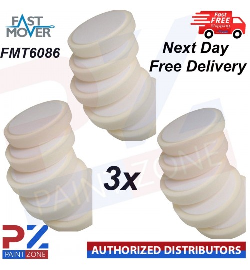 3x Fast Mover FMT6086 Hard White Compounding Pad with Hook & Loop 150 X 30mm